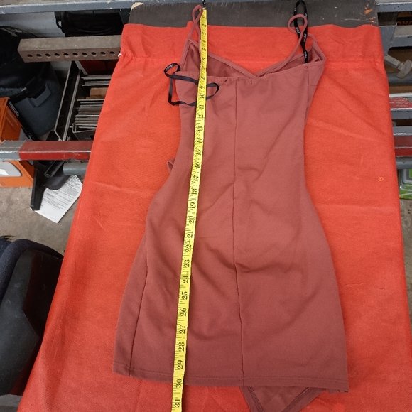 Rust Orange Draped Mini Dress - Picture 8 of 16